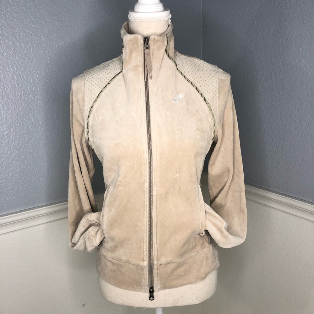 Nike Air Logo Zip Front Tan Jacket Small